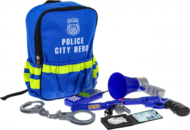 Uitrusting voor een kleine politieagent in een rugzak - politiepakket