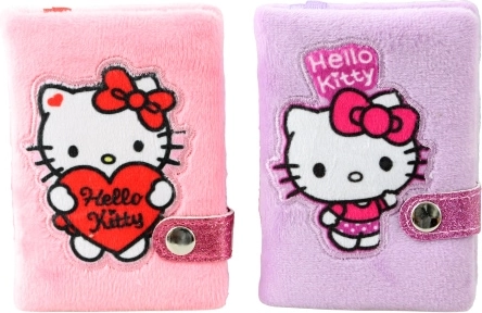 Hello Kitty pluche mini-notitieboek met drukknoopsluiting