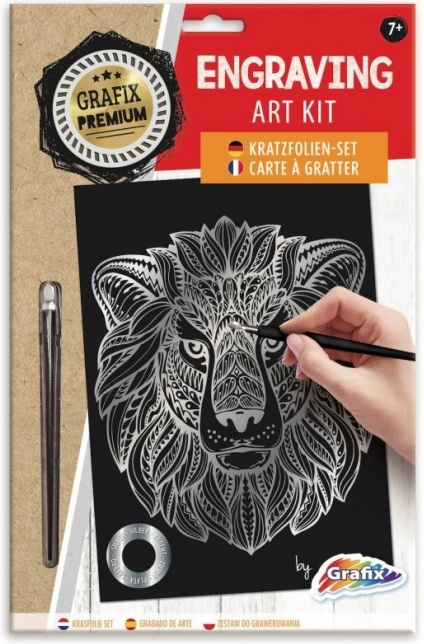 zilveren krasprent leeuw GRAFIX