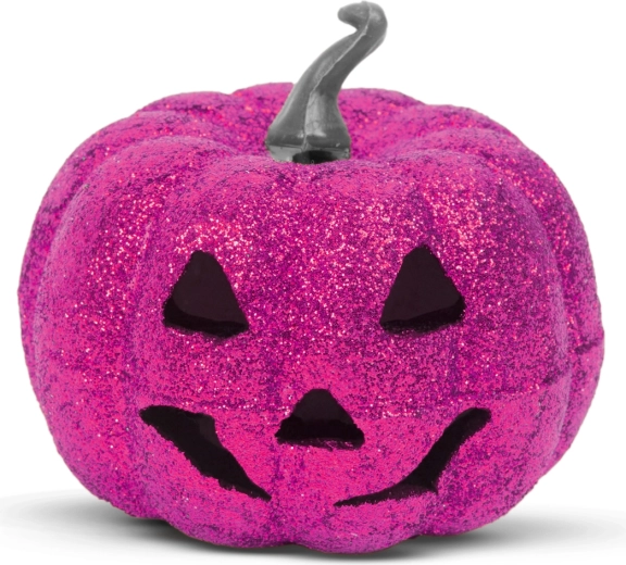 Halloween RGB LED-decoratie van schuim in de vorm van een paarse pompoen, 11 cm