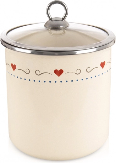 Geglazuurde keukendoos met glazen deksel 1,4 l TONCA