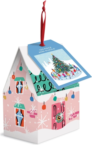 Puzzle GALISON schaatsen rond de kerstboom – 130 stukjes