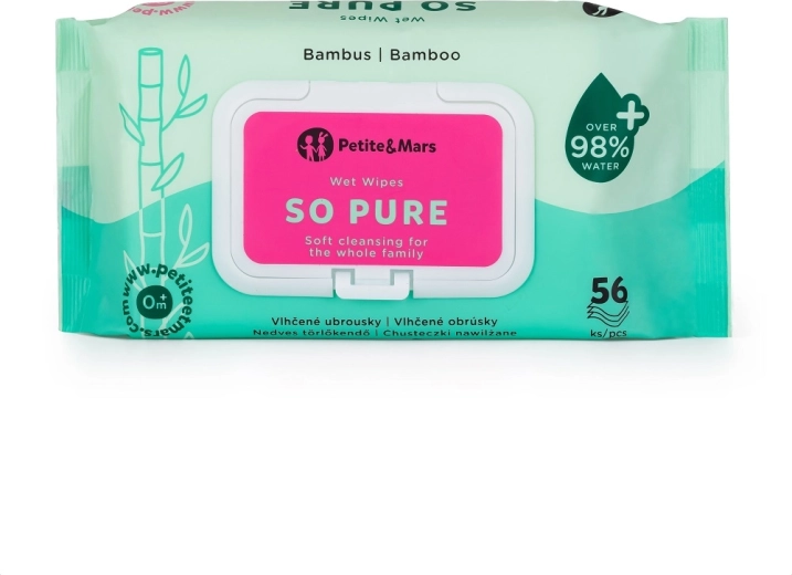 Petite&Mars vochtige bamboedoekjes So pure biologisch afbreekbaar 56 stuks