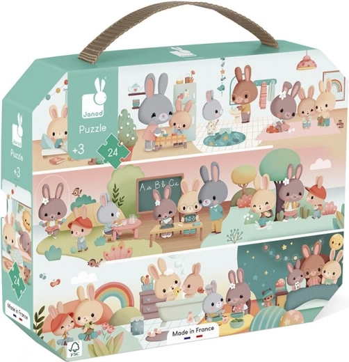 Janod puzzel in koffertje Mijn dag – 24 stukjes