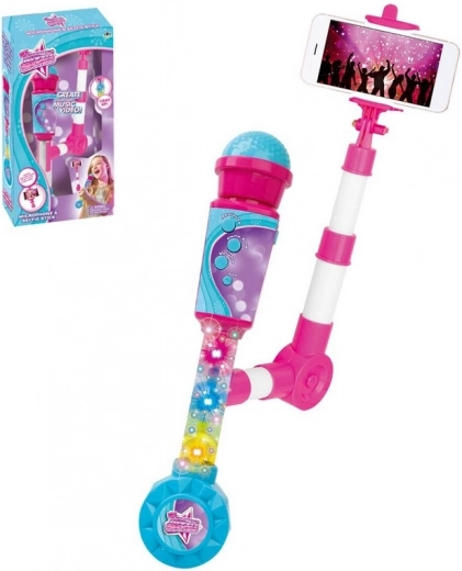 Microfoon op batterijen met lichteffecten en selfiestick