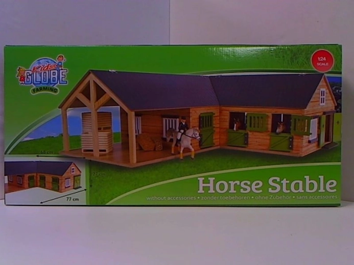 Houten paardenstal met vier boxen en wasplaats (1:24)