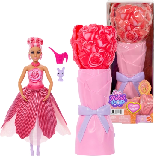 Barbie Petal Pop bloemenverrassing met rode rozen en accessoires