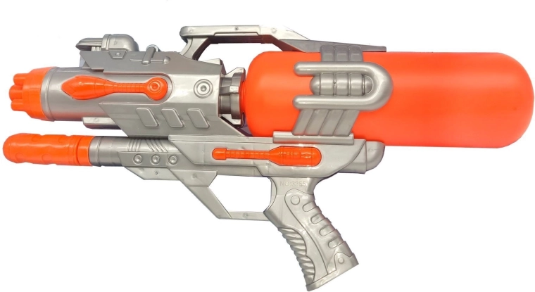 Groot waterpistool met pomp 45 cm, oranje - 1 stuk