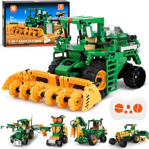 KY BLOCKS technische bouwset 5-in-1 – op afstand bestuurbare landbouwmachines (331 onderdelen)
