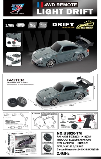R/C driftauto 1:20 met verlichting, groen