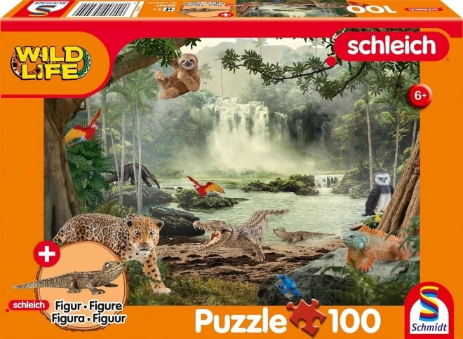 Puzzel SCHLEICH in het regenwoud 100 stukjes met figuur