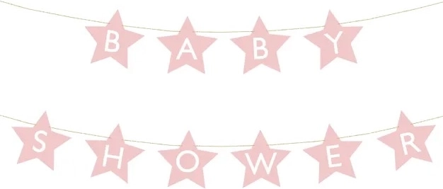 Babyshower-banner met sterretjes – Lichtroze