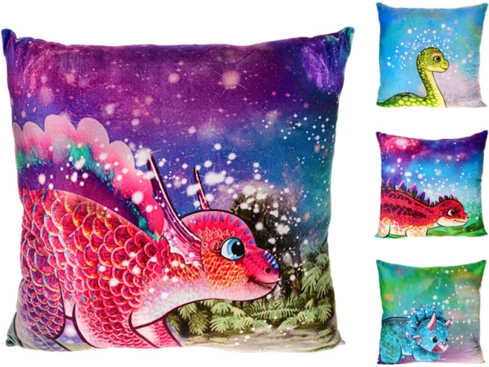 Pluchen kussentje baby dinosaurus 45 × 45 cm - 1 stuk