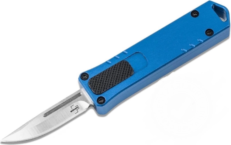 Böker Plus Micro USB OTF blauw automatisch mes 4 cm