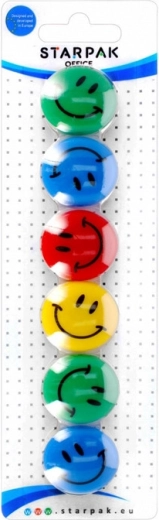 Gekleurde smiley-magneten (3 cm) - 6 stuks