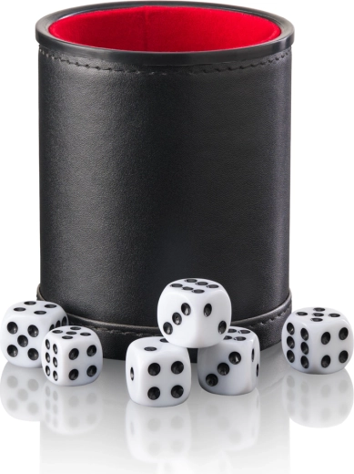 Speelstenen – spelset met beker en 6 dobbelstenen