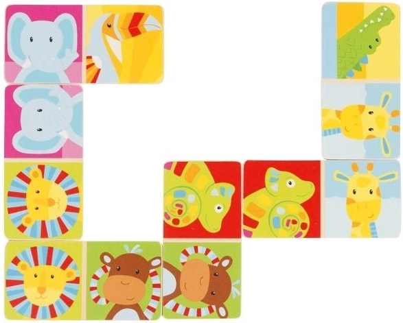 Houten domino Safari 28 stuks