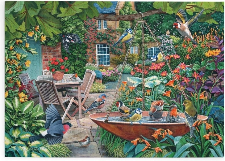 Puzzel House of Puzzles Vogels bij de drinkplaats, 500 extra grote stukjes