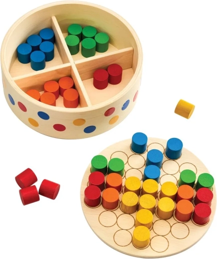 PlanToys stapelen volgens voorbeelden in een box