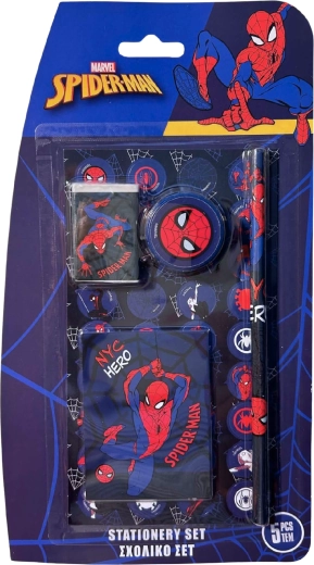 Vijfdelige schoolschrijfset Spider-Man donkerblauw