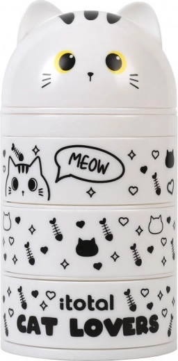 Organizer met uittrekbare vakken witte kat