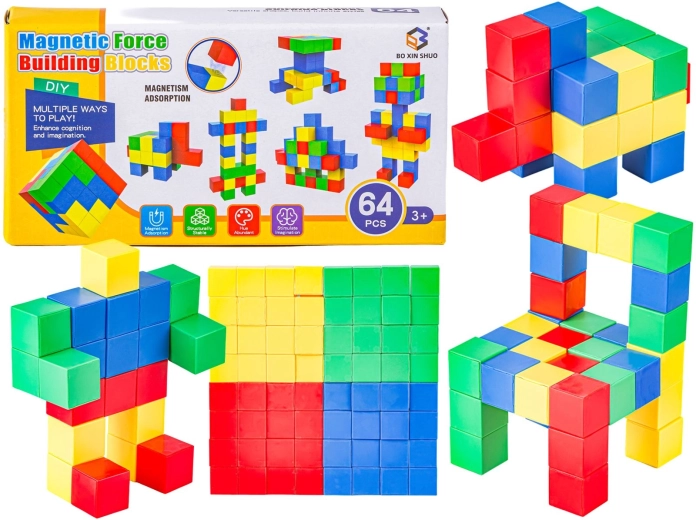 Magnetische 3D bouwblokken – set van 64 onderdelen