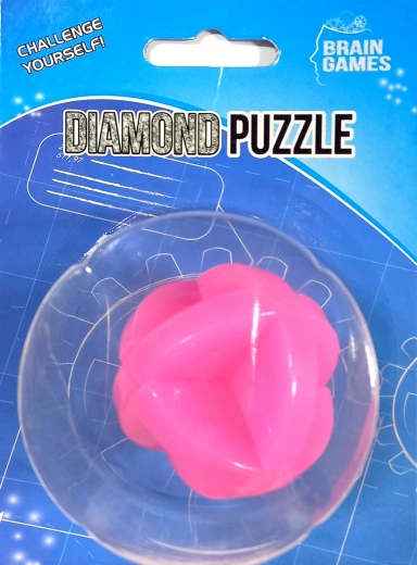 Brain Games diamant/puzzel 5 cm 4 soorten 4 kleuren op kaart