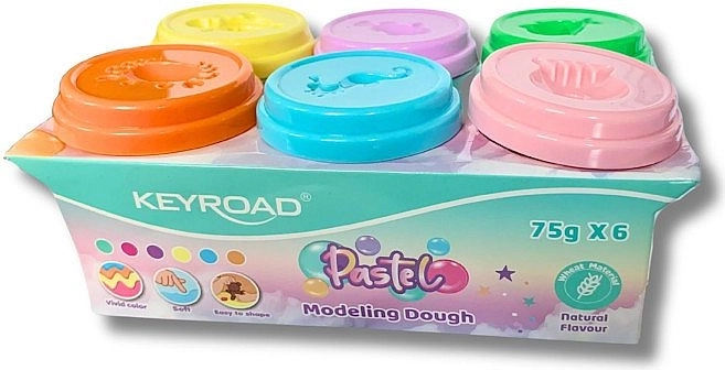 Bewerkbare klei Keyroad, 6 pasteltinten, 450 g