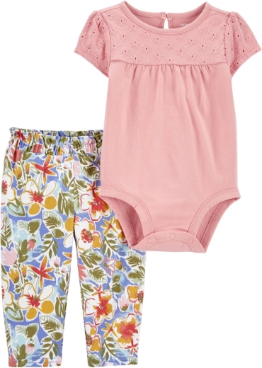 Carter's 2-delige set: romper met korte mouwen en legging Grey Pears voor meisjes