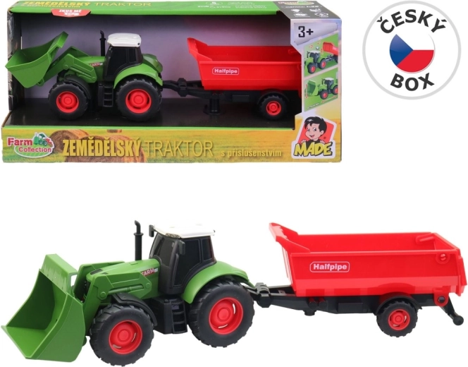 Farm Collection tractor met aanhanger op vliegwiel met licht en geluid 30 cm (1:32)
