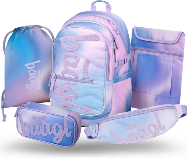 Baagl set Core Sky 5-in-1: schoolrugzak, etui, gymzak, heuptasje en laptophoes