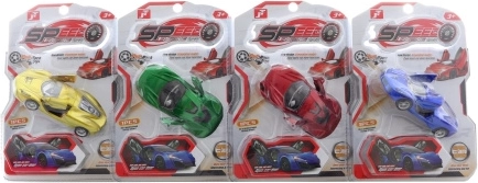 Metalen sportautootje met pull-back en openende deuren