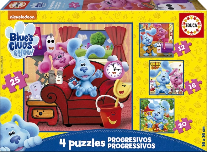 Puzzel BLUE'S CLUES 4-in-1 voor kinderen (12, 16, 20 en 25 stukjes)