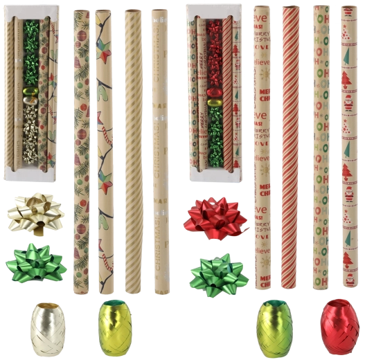 Kerstcadeauset Kraft mix van patronen 70 × 200 cm