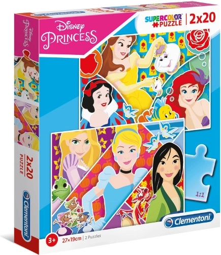 Puzzel 2×20 PRINCESS Super Color Clementoni