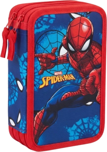 Drie-etui's gevuld school etui Spider-Man blauw-rood