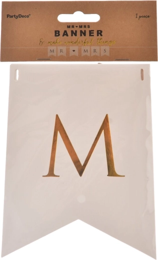 Papieren slinger Mr./Mrs. wit en goud