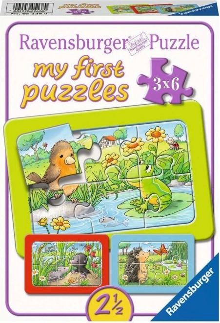 Ravensburger puzzel Dieren in de tuin 3x6 stukjes