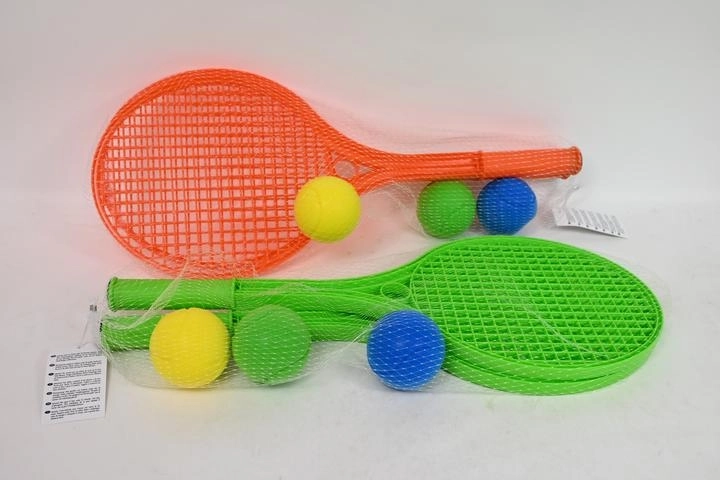 Plastic slaghouten voor buitenspellen 55 cm + 3 schuimballen