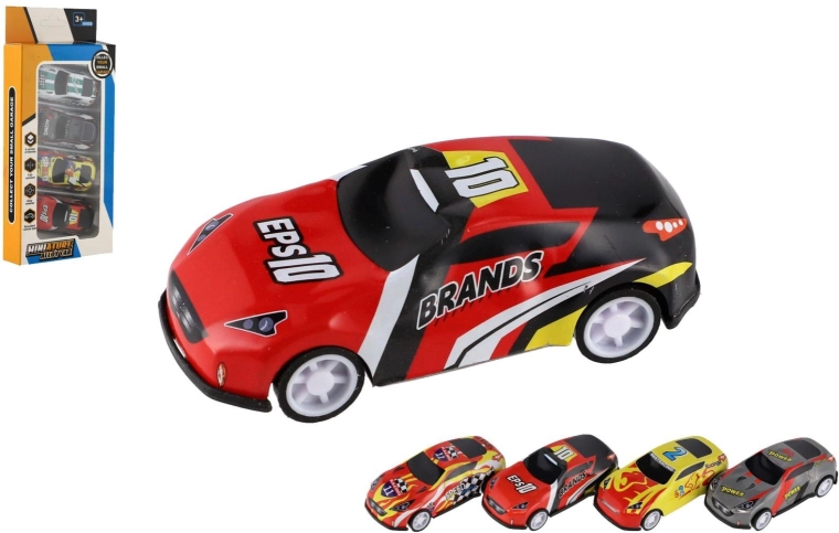 Set van 4 mini-raceautootjes met vrijloop