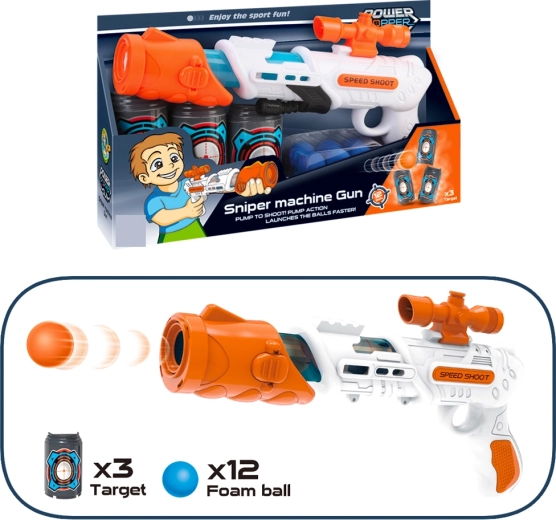 Schuimbal-pistool 34 cm met doelen en 12 kogels