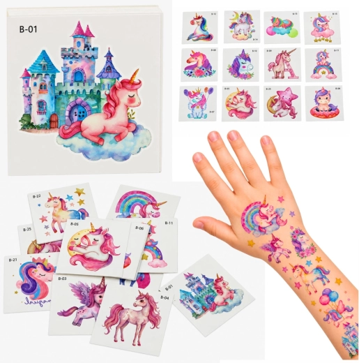Tijdelijke tatoeages voor kinderen met eenhoorns, 25 stuks