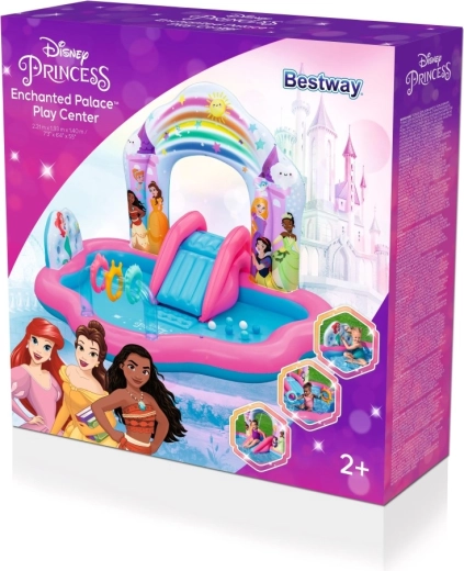 Opblaasbaar speelcentrum Disney Princess met glijbaan en sproeier