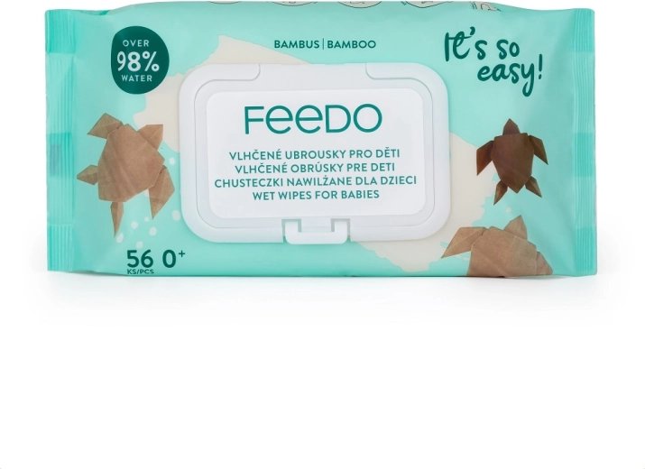 Feedo bamboe vochtige doekjes zonder plastic 56 stuks
