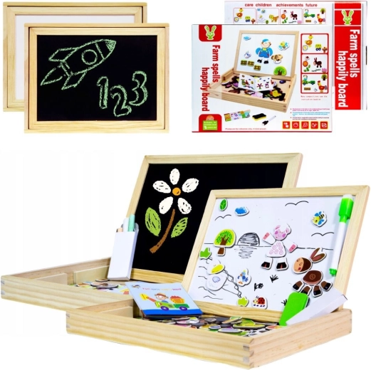 Houten multifunctioneel educatief bord 2-in-1 - 1 stuk