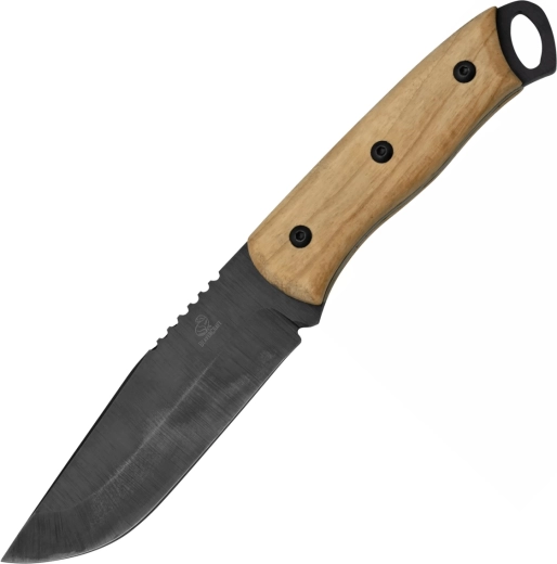 BeaverCraft BSH4 bushcraftmes met geblauweerde lemmet en notenhouten handgreep, leren schede