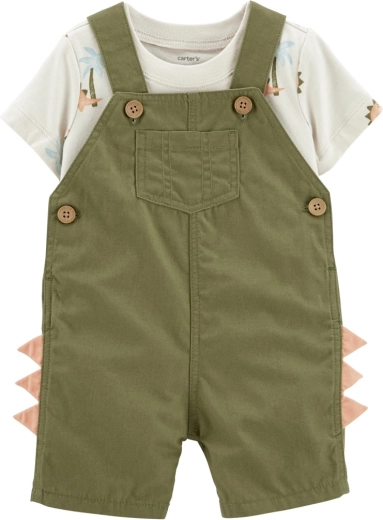 Carter's 2-delige set met T-shirt en tuinbroekshort Green Dino voor jongens