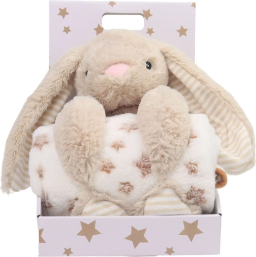 Carlo baby fleecedeken met pluchen konijntje Bunny beige - 1 stuk
