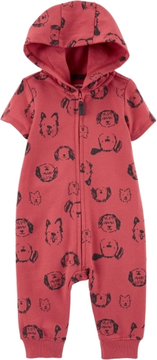Carter's katoenen boxpakje met ritssluiting zonder voetjes met korte mouwen Red Dog voor jongens 3 m
