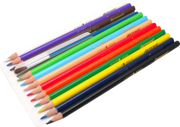 Aquarelpotloden Color Plus – set van 12 kleuren met penseel en puntenslijper